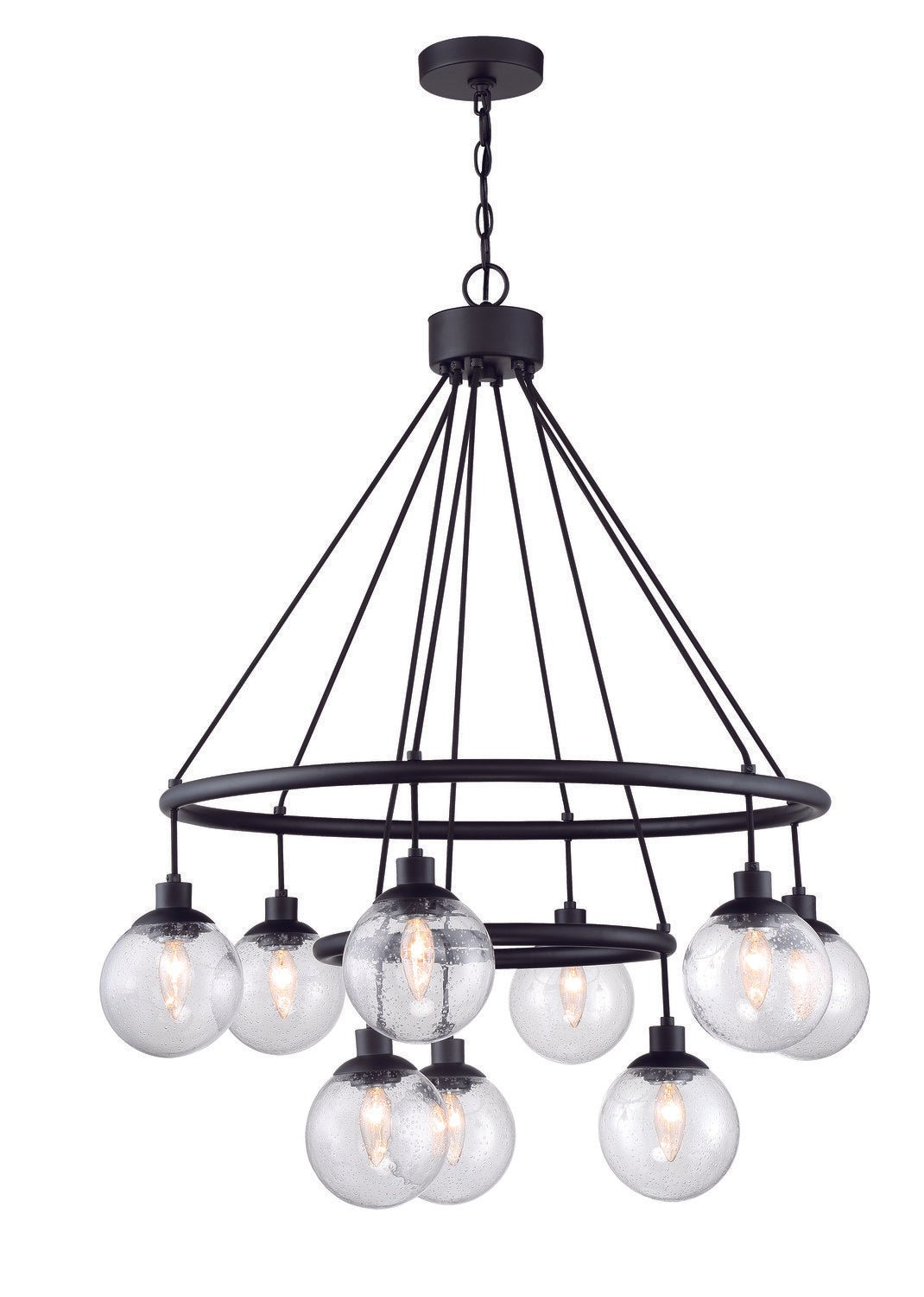 Craftmade 53329-FB Que 9 Light Chandelier Flat Black