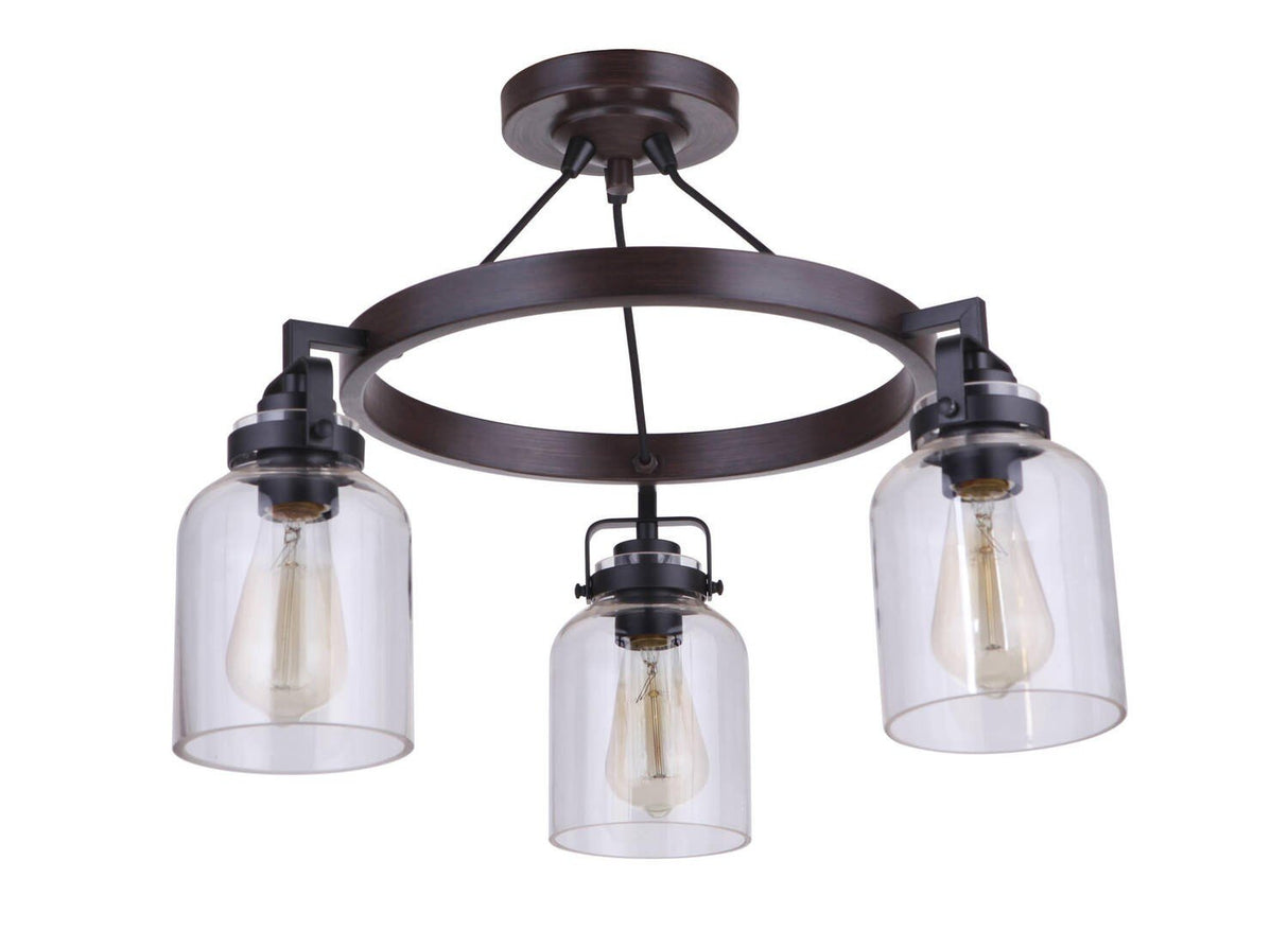 Craftmade 53653-FBDT flat black / dark teak semi flush