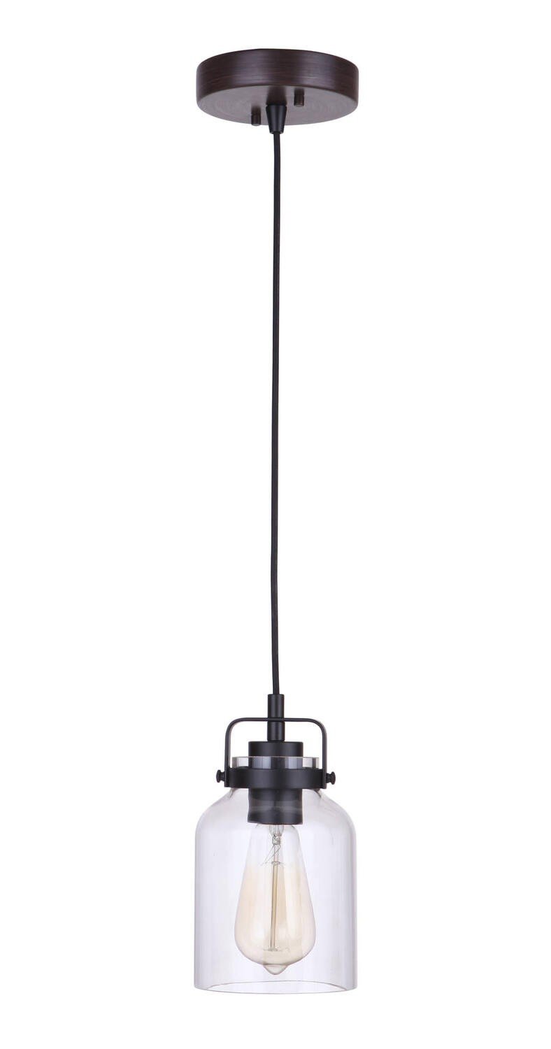 Craftmade 53691-FBDT flat black / dark teak mini pendant