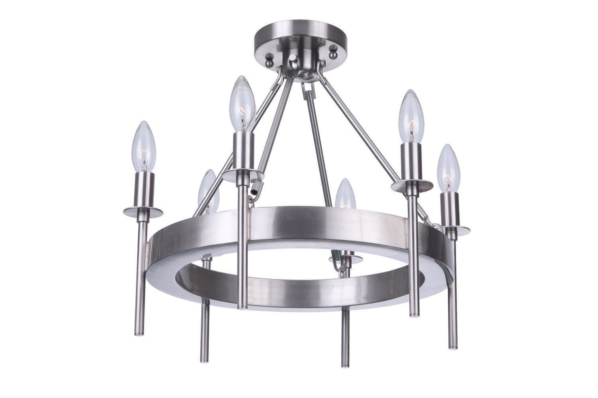 Craftmade 54356-BNK Larrson 6 Light Semi Flush Brushed Polished Nickel