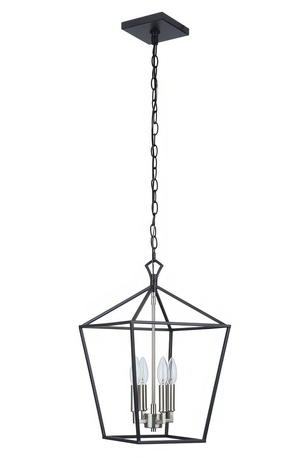 Craftmade 56334-FBBNK Flynt II 4 Light 12" Foyer Flat Black / Brushed Polished Nickel