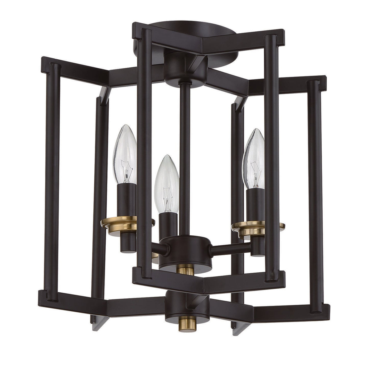 Craftmade 56953-FBSB flat black / satin brass convertible semi flush