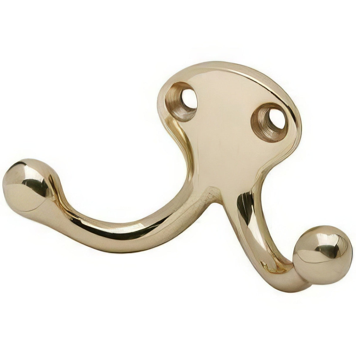 Ives 582B3 polished brass double wardrobe hook