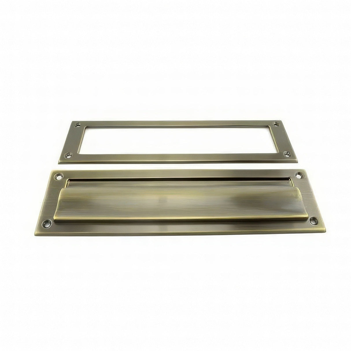 Ives 620B 11" x 2" Opening Magazine Sized Brass Letter Box Plate with Open Back
