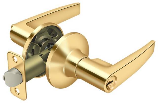 Deltana 6411-003 Morant Keyed Entry Single Cylinder Door Lever Lifetime Polished Brass
