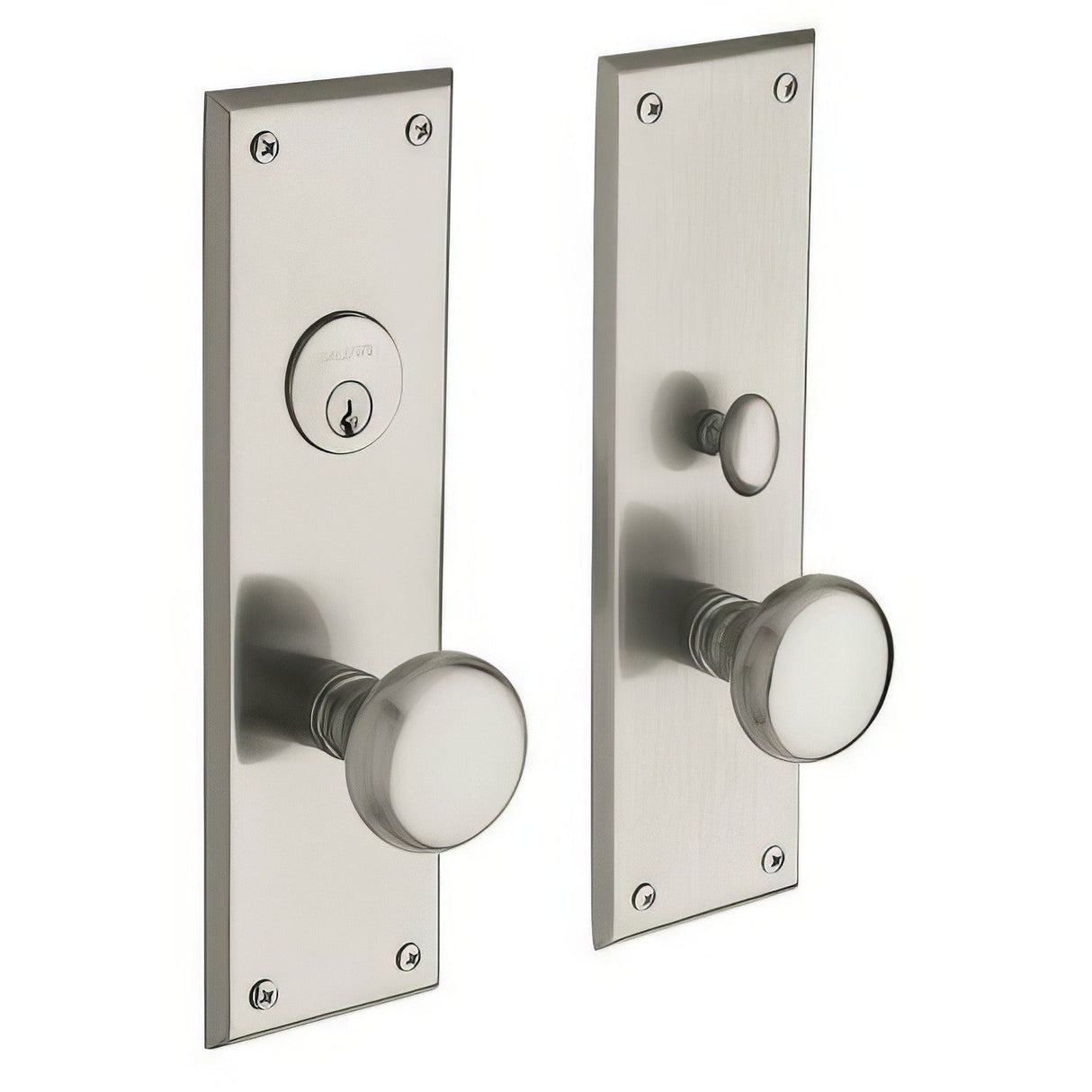 Baldwin 6552056ENTR lifetime satin nickel 6552.entr baltimore single cylinder mortise handleset trim set