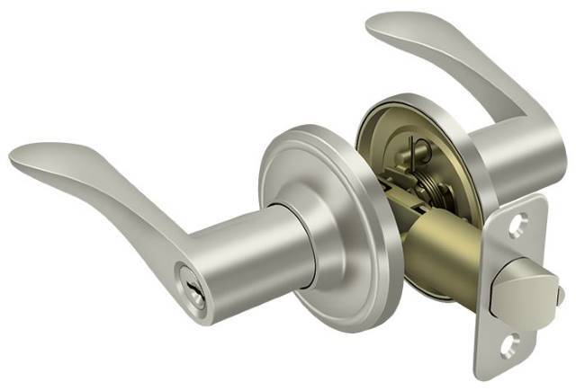 Deltana 6861L-15 brushed nickel keyed entry door lever