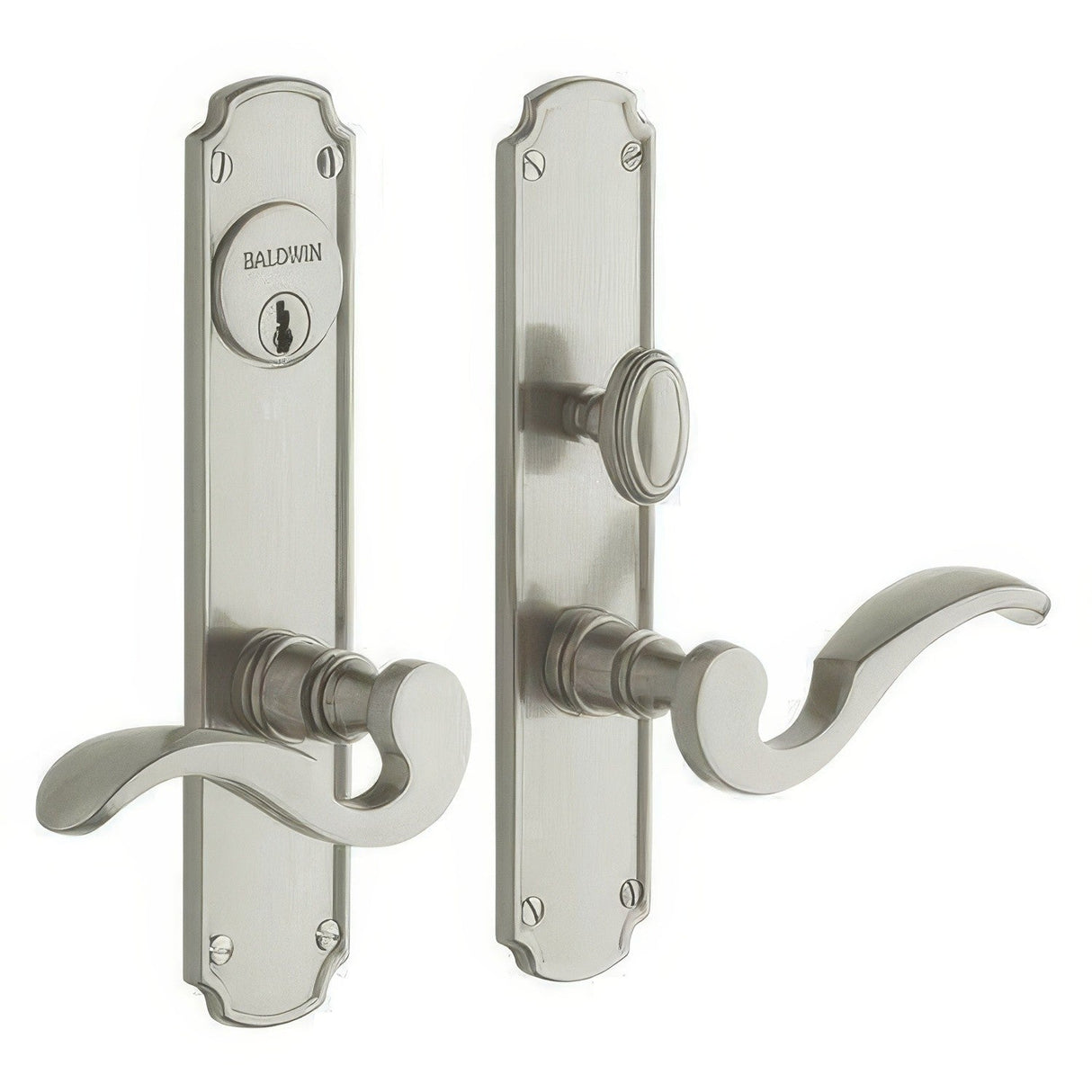 Baldwin 6942056FD lifetime satin nickel handleset trim pack