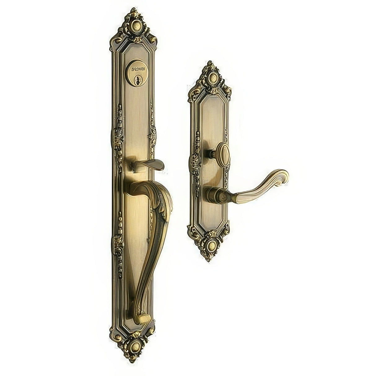 Baldwin 6950050LDBL satin brass and black handleset trim pack