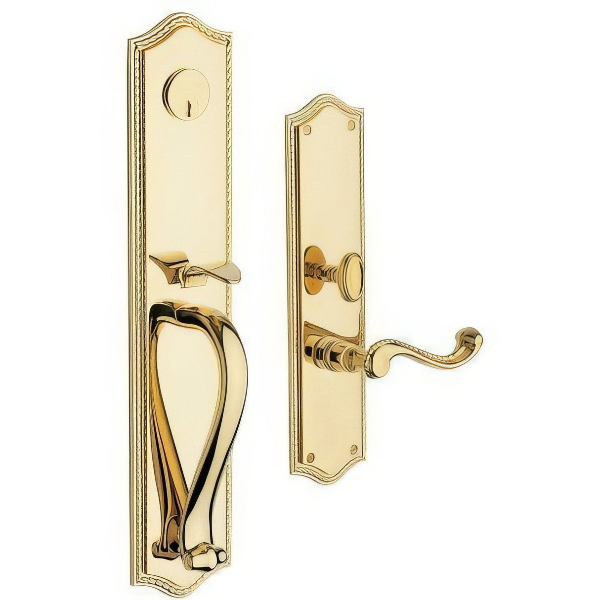 Baldwin 6963003RENT lifetime polished brass handleset trim pack