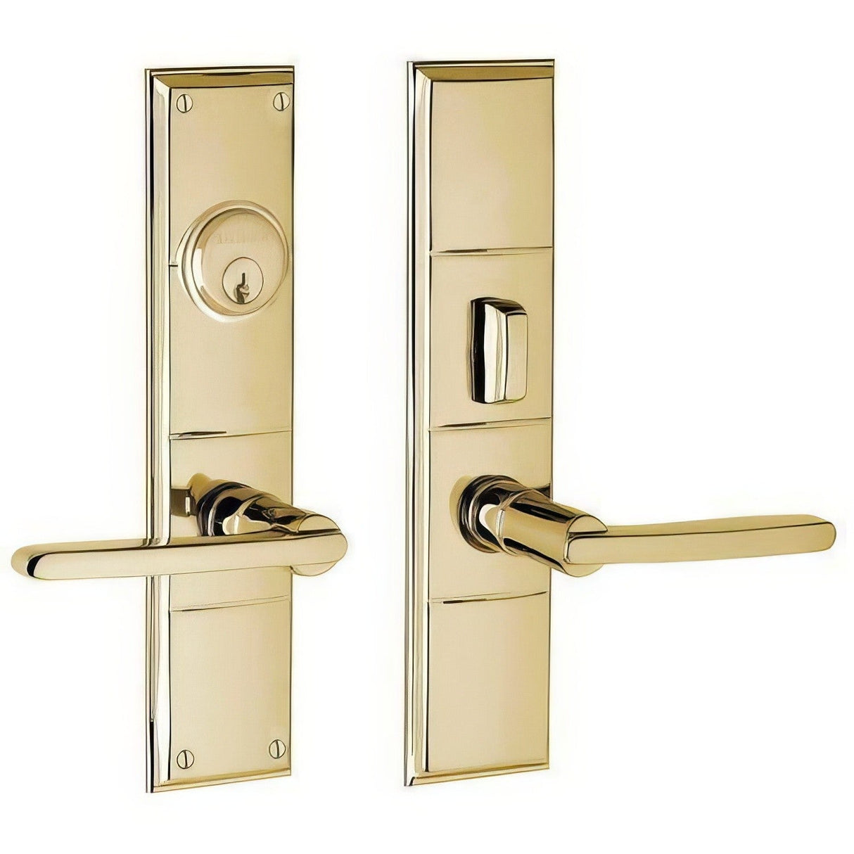 Baldwin 6973003ENTR lifetime polished brass 6973.entr houston single cylinder mortise handleset trim set