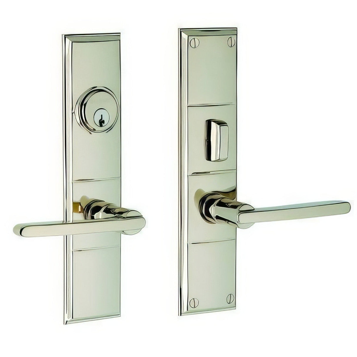 Baldwin 6973055FD lifetime polished nickel handleset trim pack