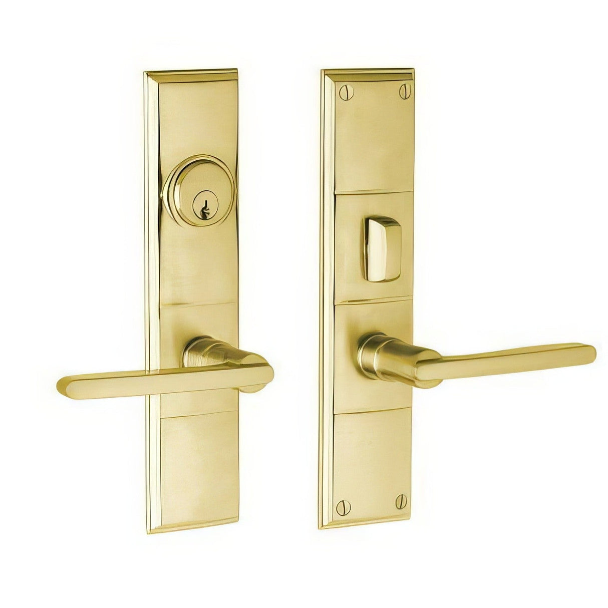 Baldwin 6973060ENTR satin brass and brown 6973.entr houston single cylinder mortise handleset trim set