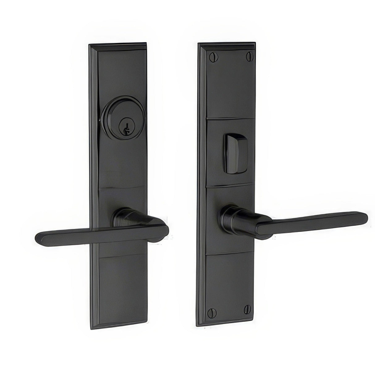 Baldwin 6973190ENTR satin black 6973.entr houston single cylinder mortise handleset trim set