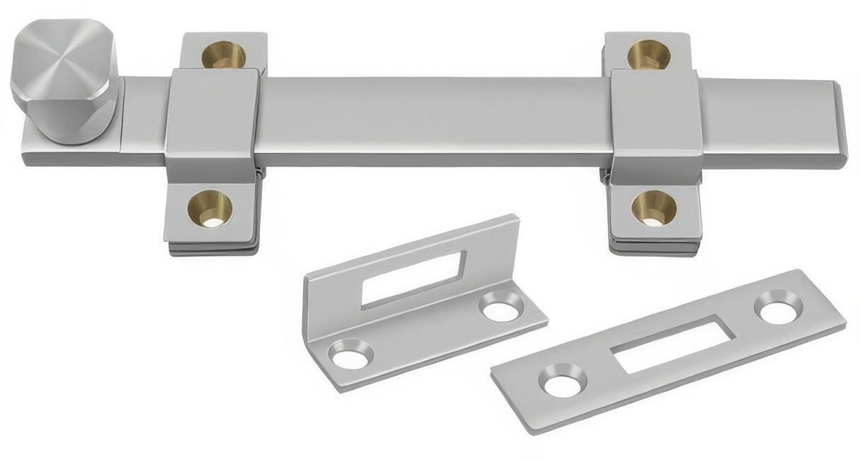 Deltana 6SSB32D security bolt in satin stainless, front view