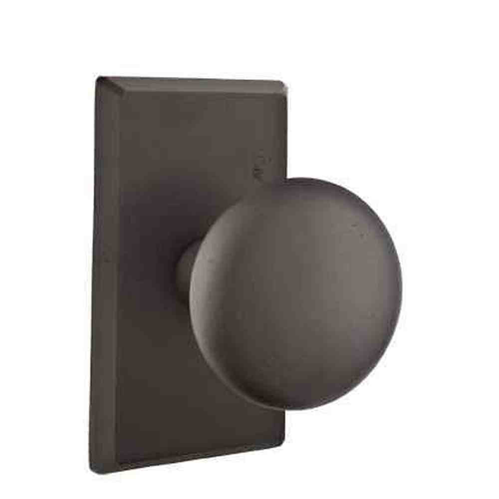 Emtek Knob Dummy Pair with Style # 3 Rose for 1-3/8" to 2" Door - Reversible in Flat Black Bronze