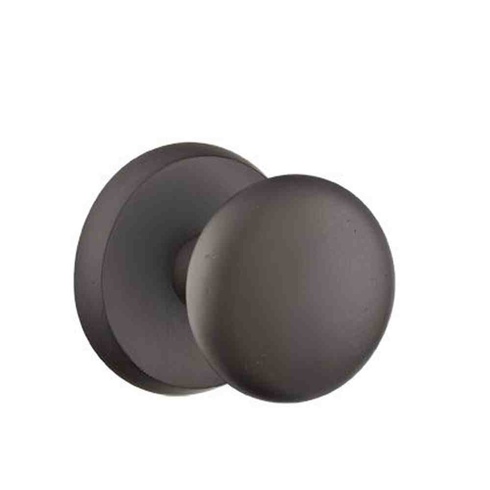 Emtek 7106WCFB Winchester Knob 2-3/8" Backset Passage with Style # 2 Rose for 1-3/8" to 2" Door Flat Black Bronze Finish