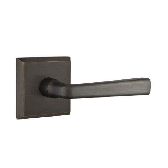 Emtek Lever Right Hand 2-3/8" Backset Passage with Style # 6 Rose for 1-3/8" to 2" Door in Medium Bronze