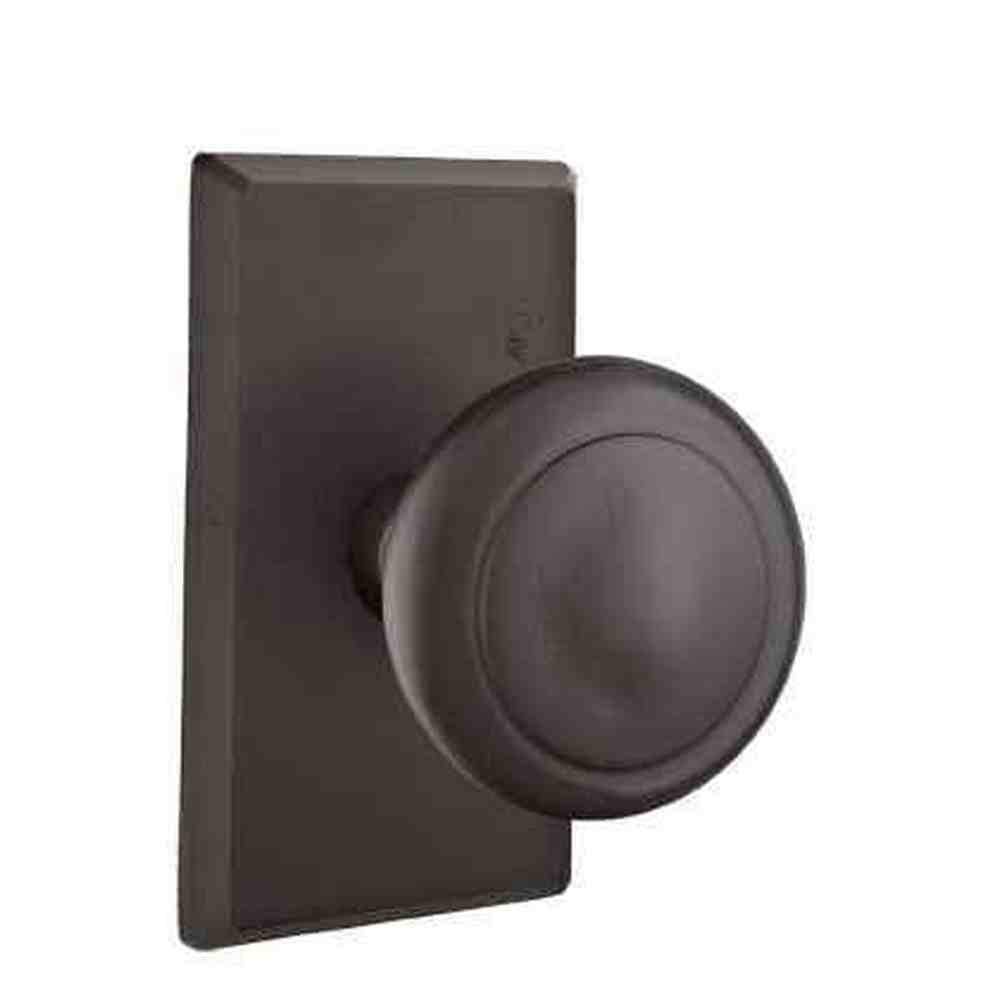 Emtek Knob 2-3/8" Backset Privacy with Style # 3 Rose for 1-3/8" to 2" Door - Reversible in Flat Black Bronze