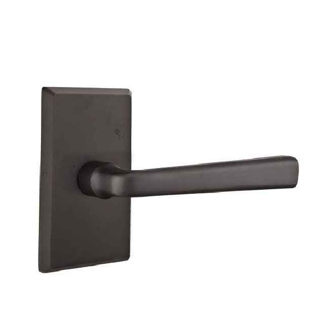 Emtek Lever Right Hand 2-3/8" Backset Privacy with Style # 3 Rose for 1-3/8" to 2" Door in Flat Black Bronze