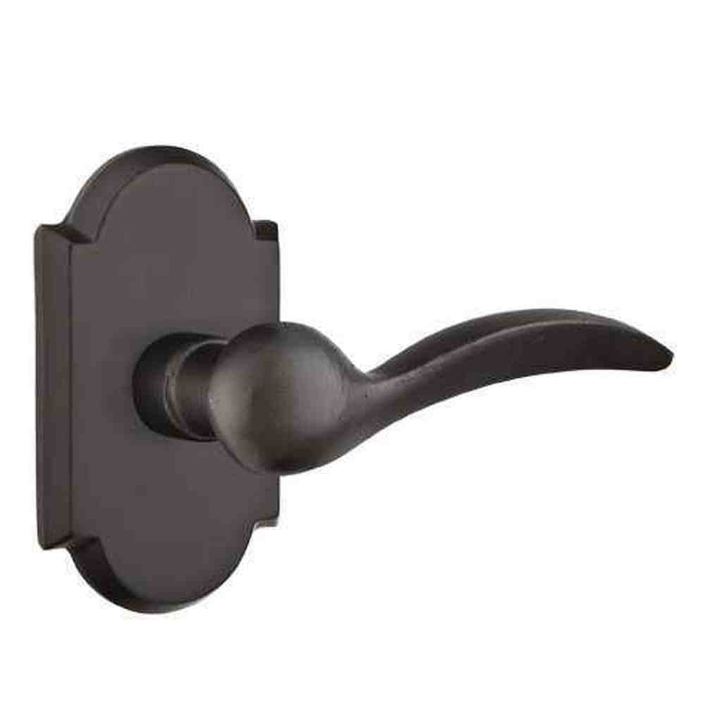 Emtek Lever Right Hand 2-3/8" Backset Privacy with Style # 1 Rose for 1-3/8" to 2" Door in Flat Black Bronze