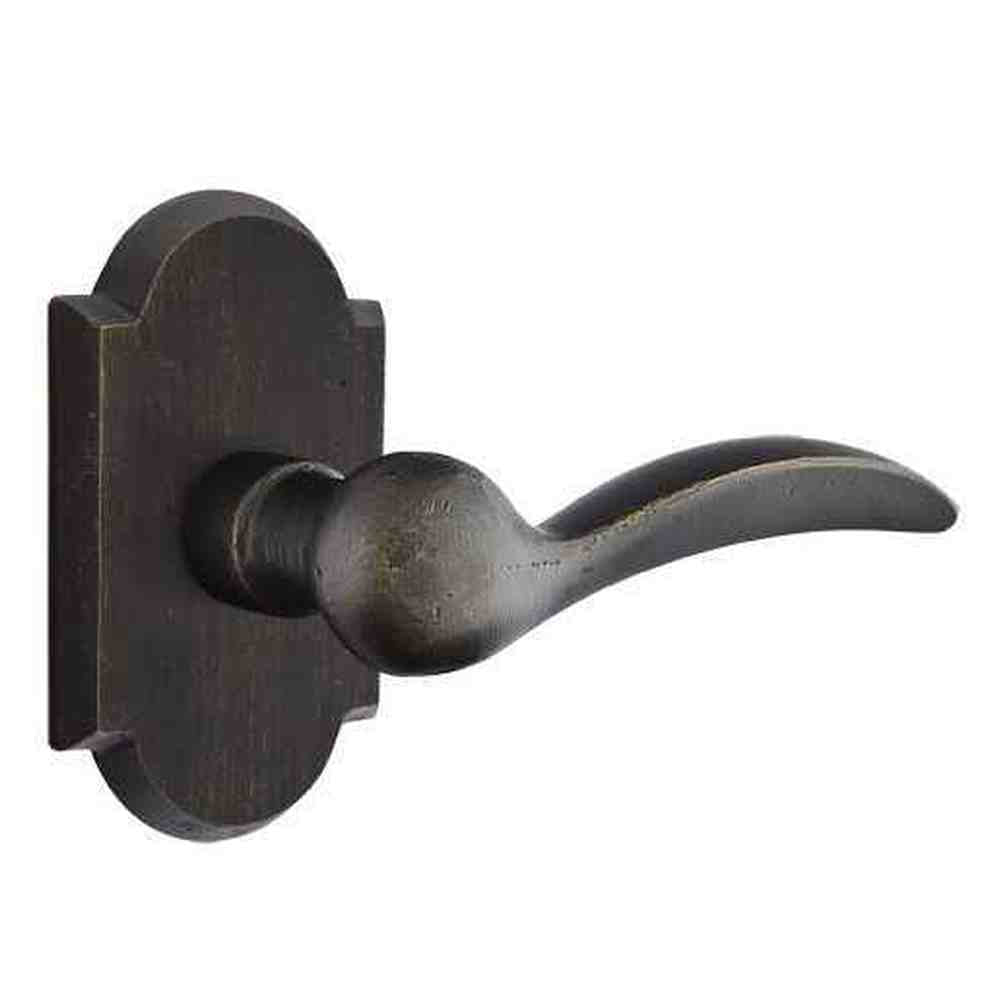 Emtek Lever Right Hand 2-3/8" Backset Privacy with Style # 1 Rose for 1-3/8" to 2" Door in Medium Bronze