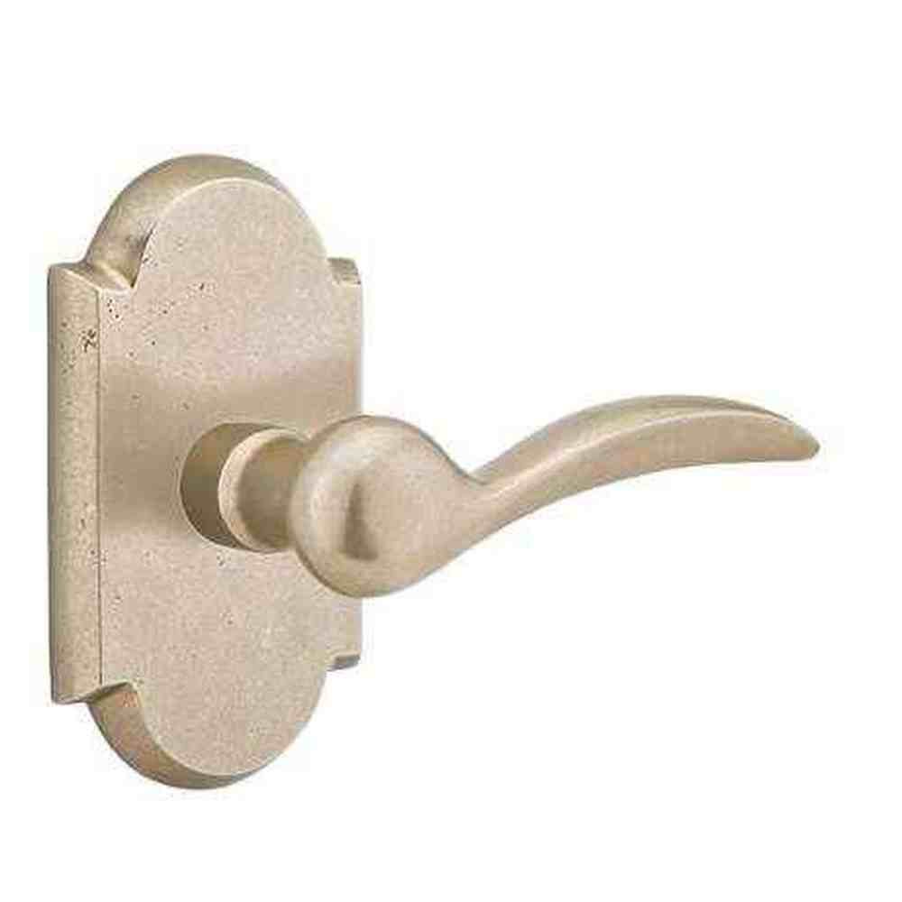 Emtek Lever Right Hand 2-3/8" Backset Privacy with Style # 1 Rose for 1-3/8" to 2" Door in Tumbled White Bronze