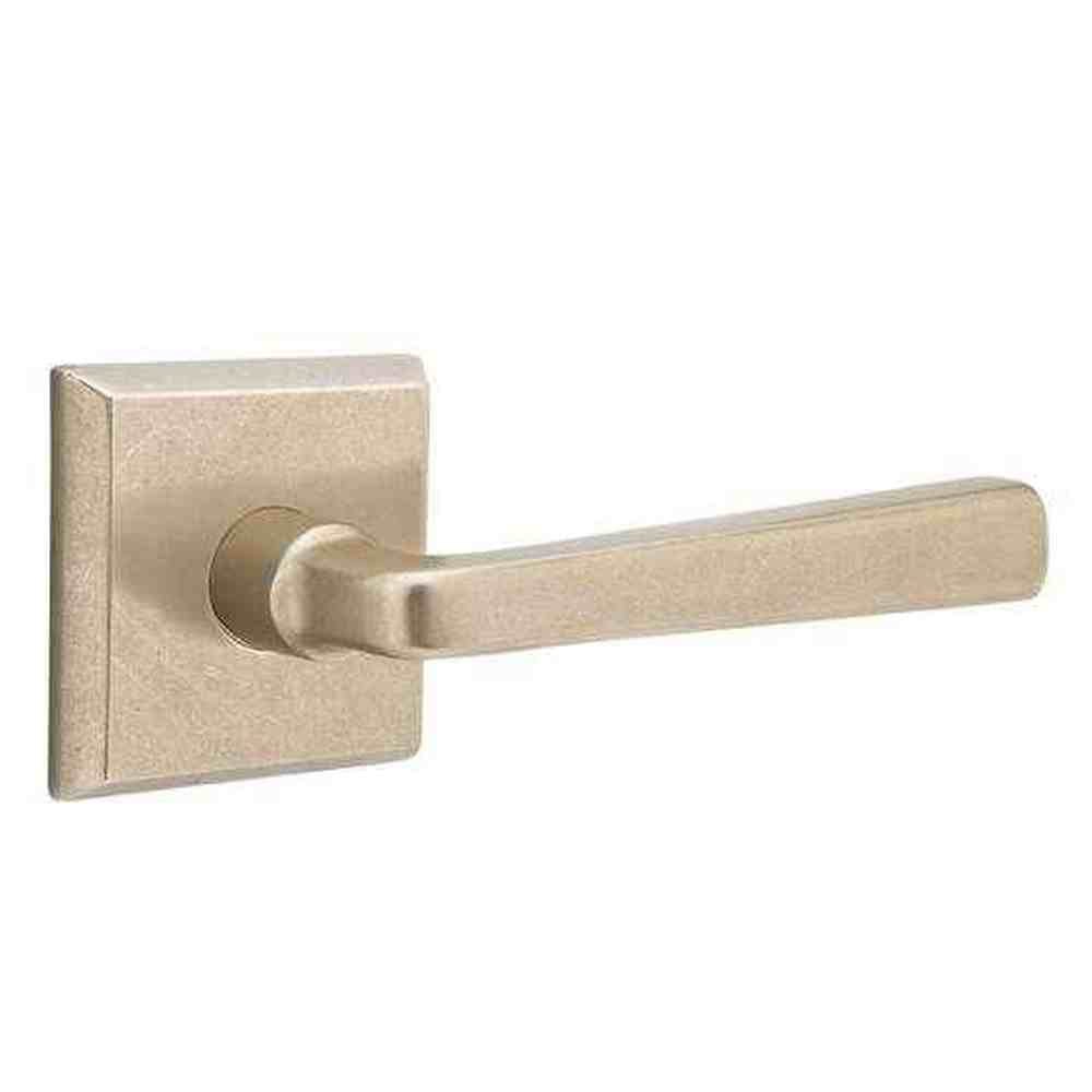 Emtek Lever Right Hand 2-3/8" Backset Privacy with Style # 6 Rose for 1-3/8" to 2" Door in Tumbled White Bronze