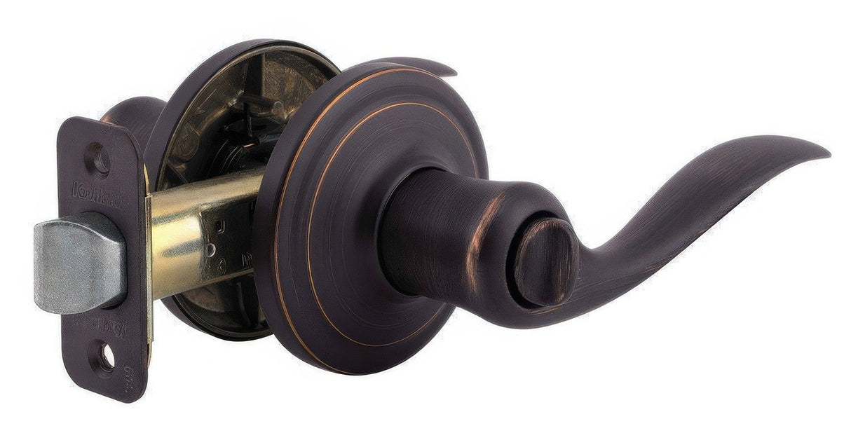 Kwikset 730TNL-11P Tustin privacy privacy door lever in polished brass, additional view