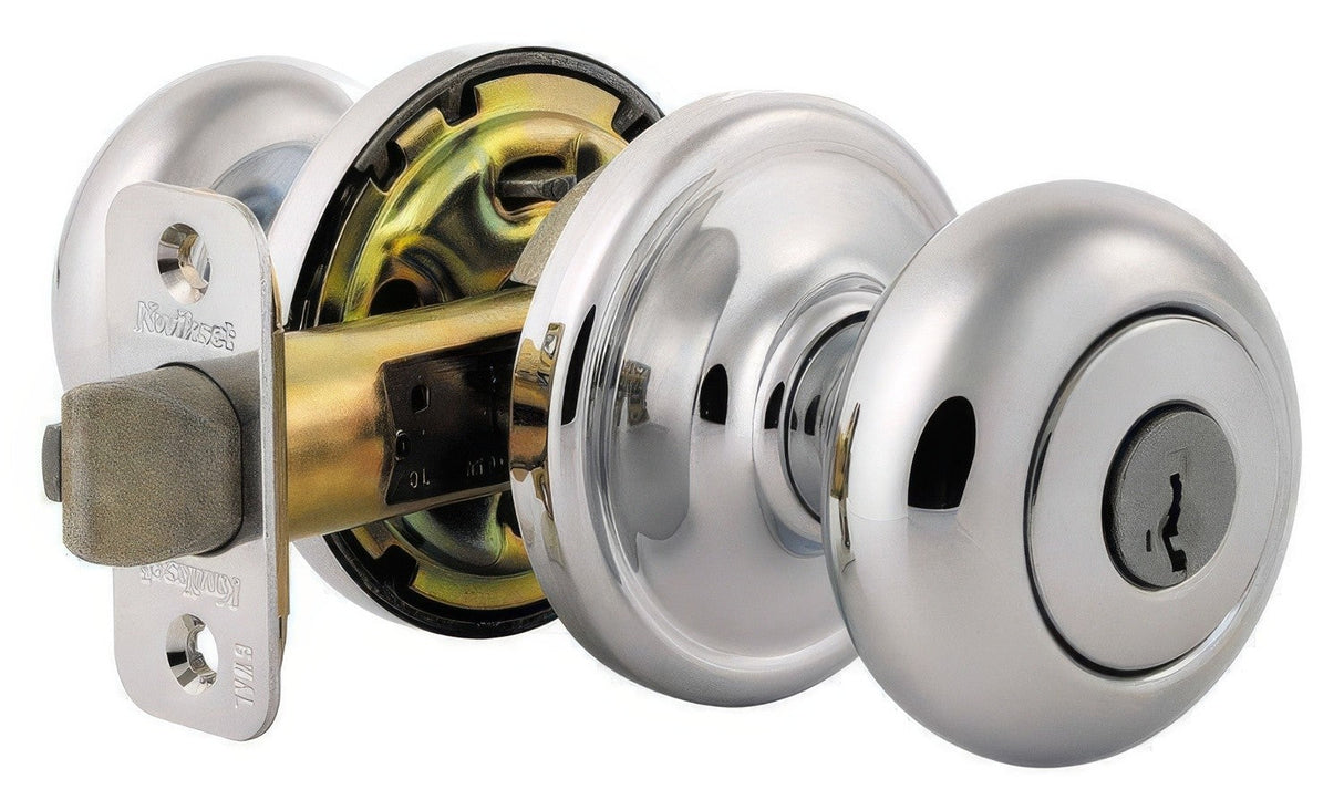 Kwikset 740H-3S polished brass keyed entry door knob