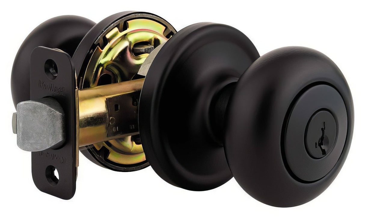Kwikset 740H-5SV1 antique brass keyed entry door knob