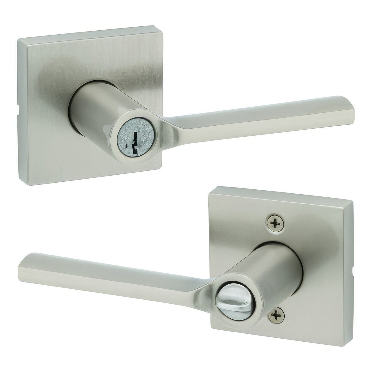 Kwikset 740LSLSQT-15S satin nickel keyed entry door lever