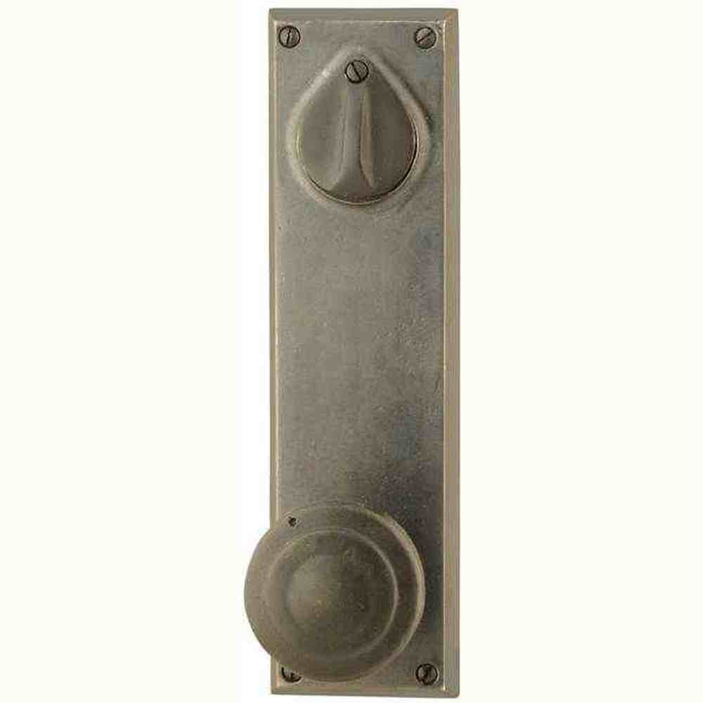 Emtek Knob with Rectangular Sideplate Single Cylinder Passage - Reversible in Medium Bronze