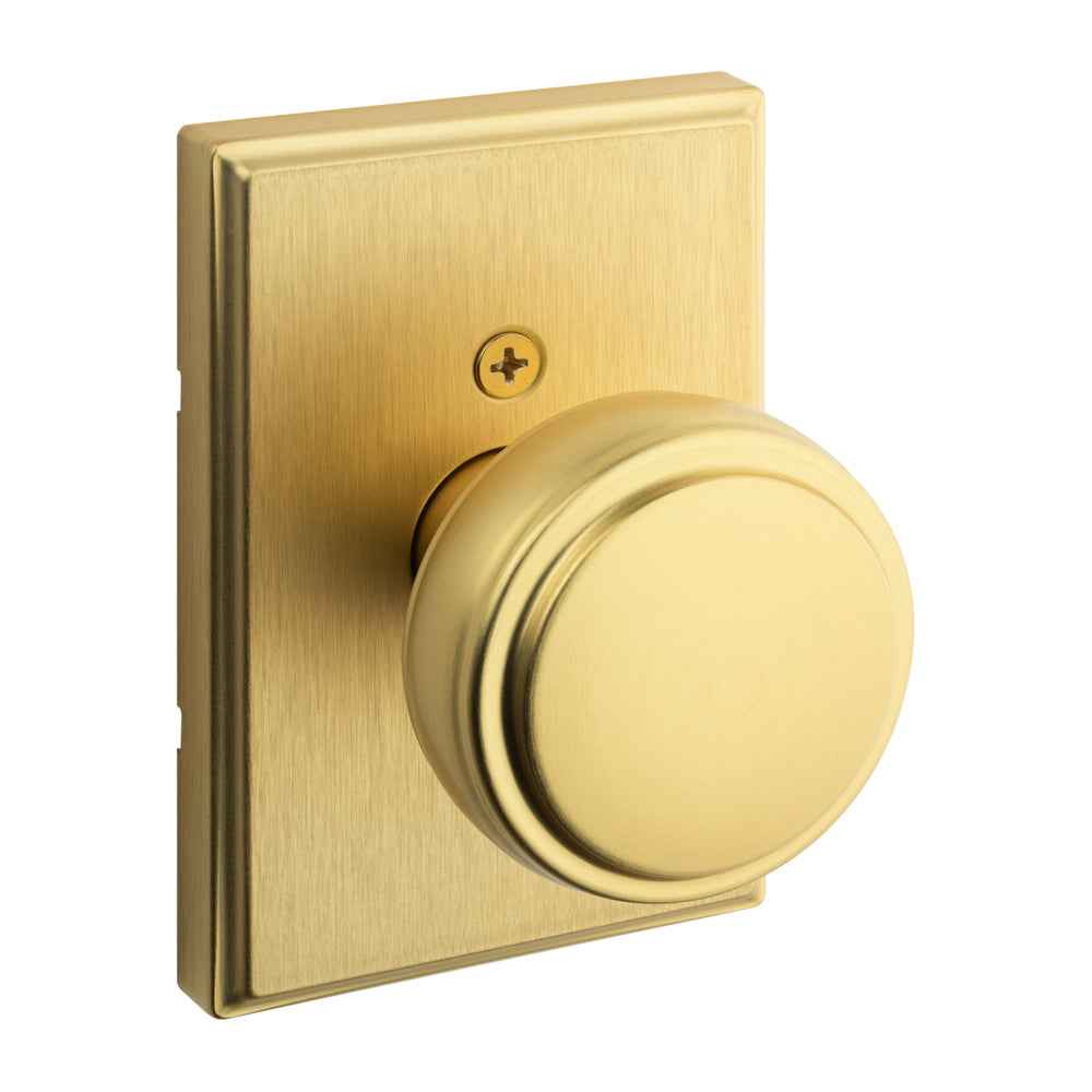 Kwikset Traditional Half Dummy Door Knob in Satin Brass