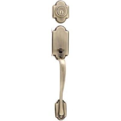 Kwikset 801ANLIP-15AV1 antique nickel double cylinder handleset