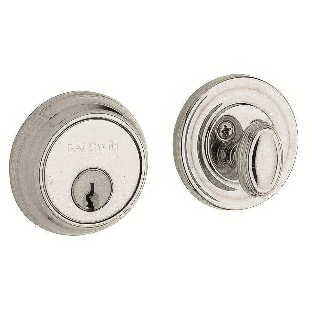 Baldwin 8031055 lifetime polished nickel single cylinder deadbolt