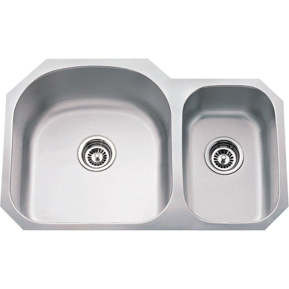 Hardware Resources 807L 18 Gauge 70/30 Stainless Steel Undermount Sink, Larger Left Bowl