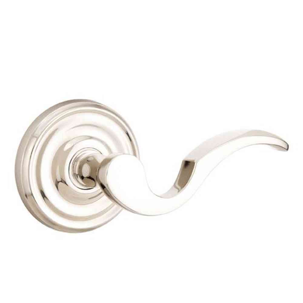 Emtek 8100CUS14RH Cortina Lever Right Hand 2-3/8" Backset Passage with Regular Rose for 1-1/4" to 2" Door Polished Nickel Lifetime Finish