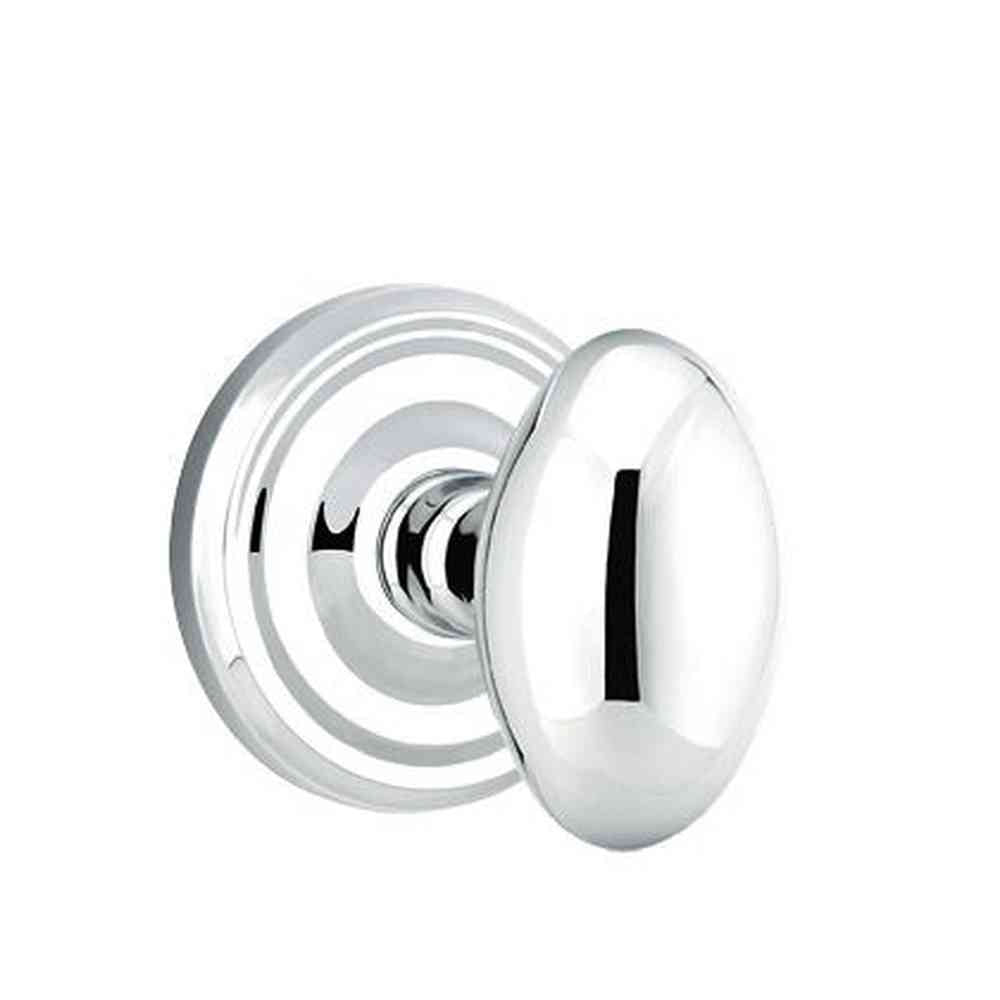 Emtek 8100EUS26 Egg Knob 2-3/8" Backset Passage with Regular Rose for 1-1/4" to 2" Door Polished Chrome Finish