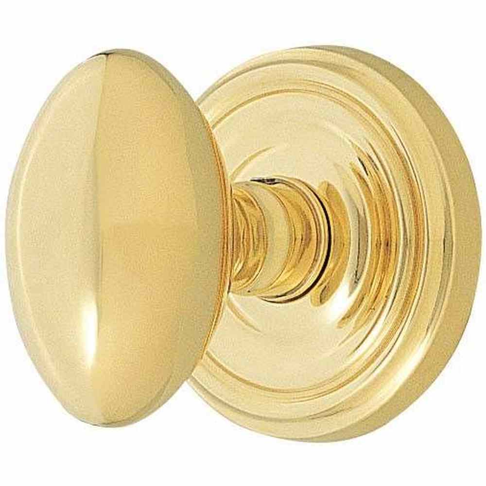 Emtek 8100EUS3 Egg Knob 2-3/8" Backset Passage with Regular Rose for 1-1/4" to 2" Door Polished Brass Lifetime Finish