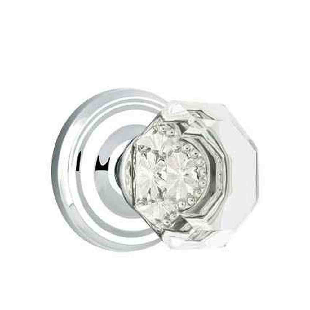 Emtek Town Glass Knob 2-3/8" Backset Passage with Regular Rose for 1-1/4" to 2" Door - Reversible in Polished Chrome
