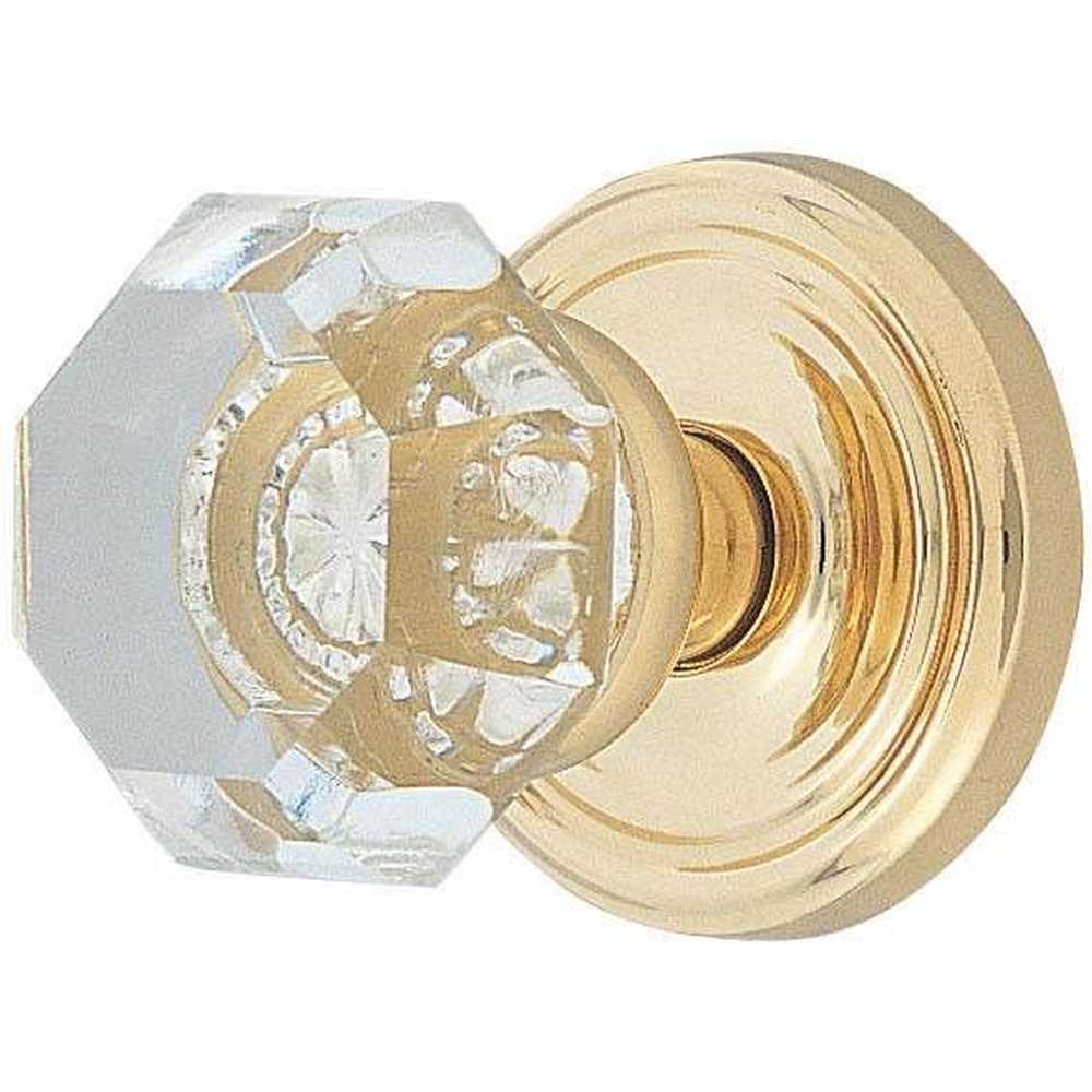 Emtek Town Glass Knob 2-3/8" Backset Passage with Regular Rose for 1-1/4" to 2" Door - Reversible in Polished Brass Lifetime