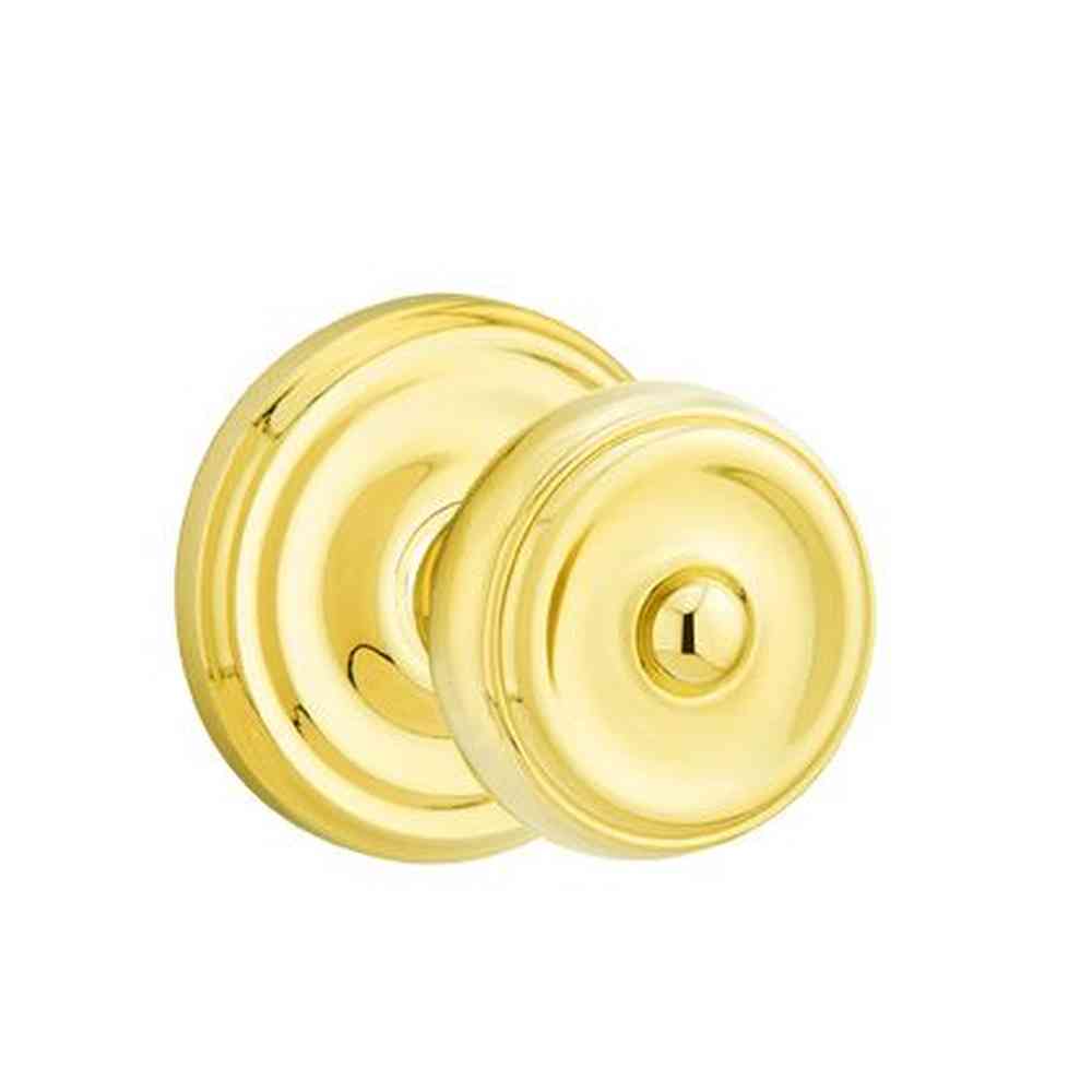 Emtek 8100WUS3 Waverly Knob 2-3/8" Backset Passage with Regular Rose for 1-1/4" to 2" Door Polished Brass Lifetime Finish