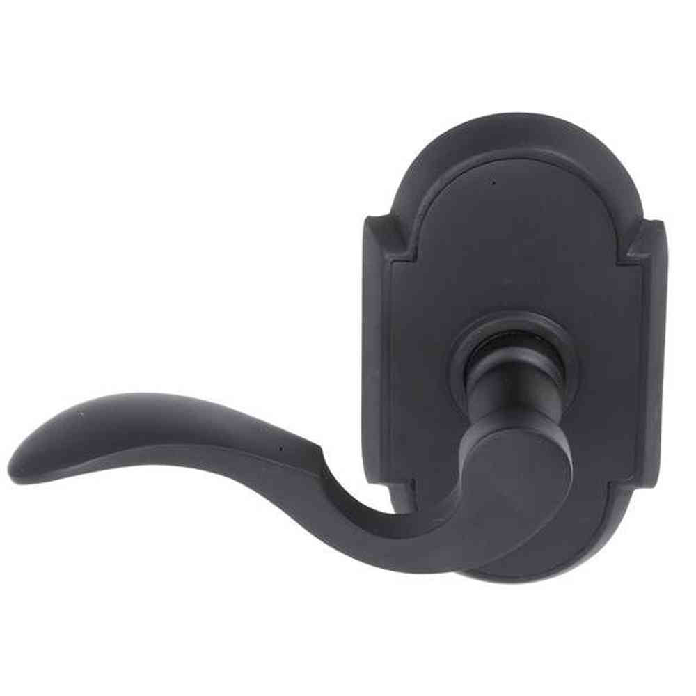 Emtek 8108CUS19LH Cortina Lever Left Hand 2-3/8" Backset Passage with # 8 Rose for 1-1/4" to 2" Door Flat Black Finish