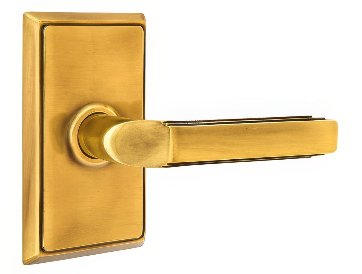 Emtek 8121MUS7LH french antique brass passage door lever