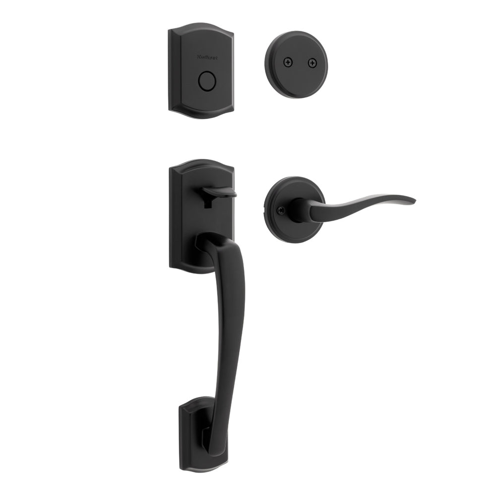 Kwikset Dummy Prescott Exterior Handleset Trim in Matte Black