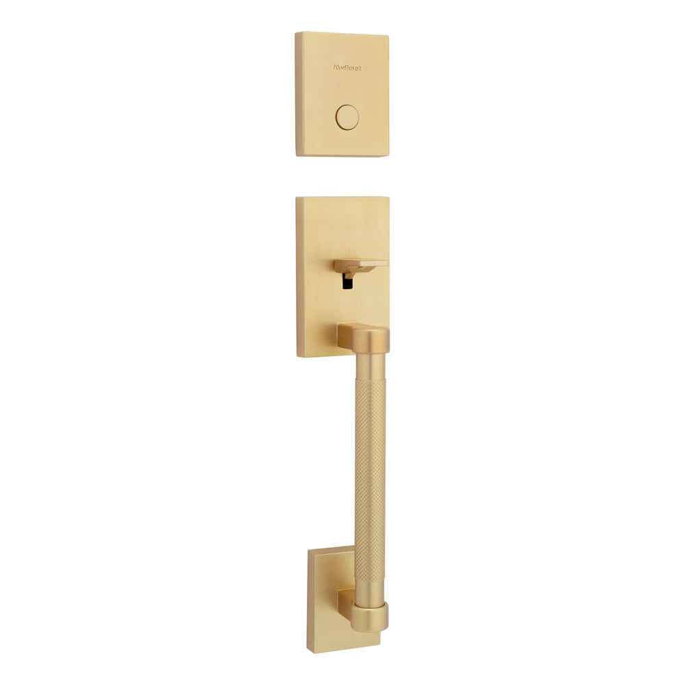Kwikset Dummy Prava Exterior Handleset Trim in Satin Brass