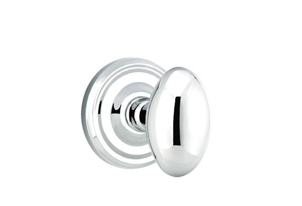 Emtek 8200EUS26 Egg Knob 2-3/8" Backset Privacy with Regular Rose for 1-1/4" to 2" Door Polished Chrome Finish