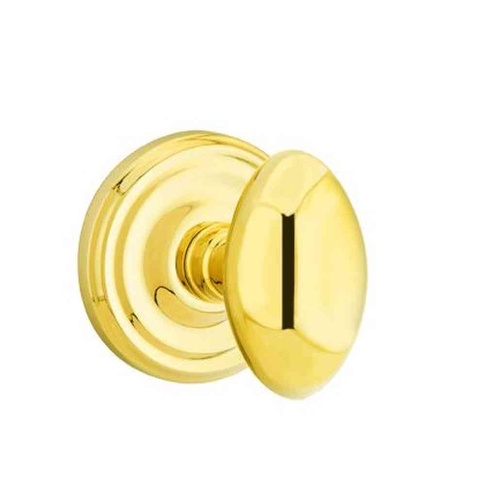 Emtek 8200EUS3 Egg Knob 2-3/8" Backset Privacy with Regular Rose for 1-1/4" to 2" Door Polished Brass Lifetime Finish