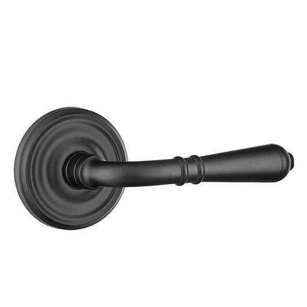 Emtek Lever Left Hand 2-3/8" Backset Privacy with Regular Rose for 1-1/4" to 2" Door in Flat Black
